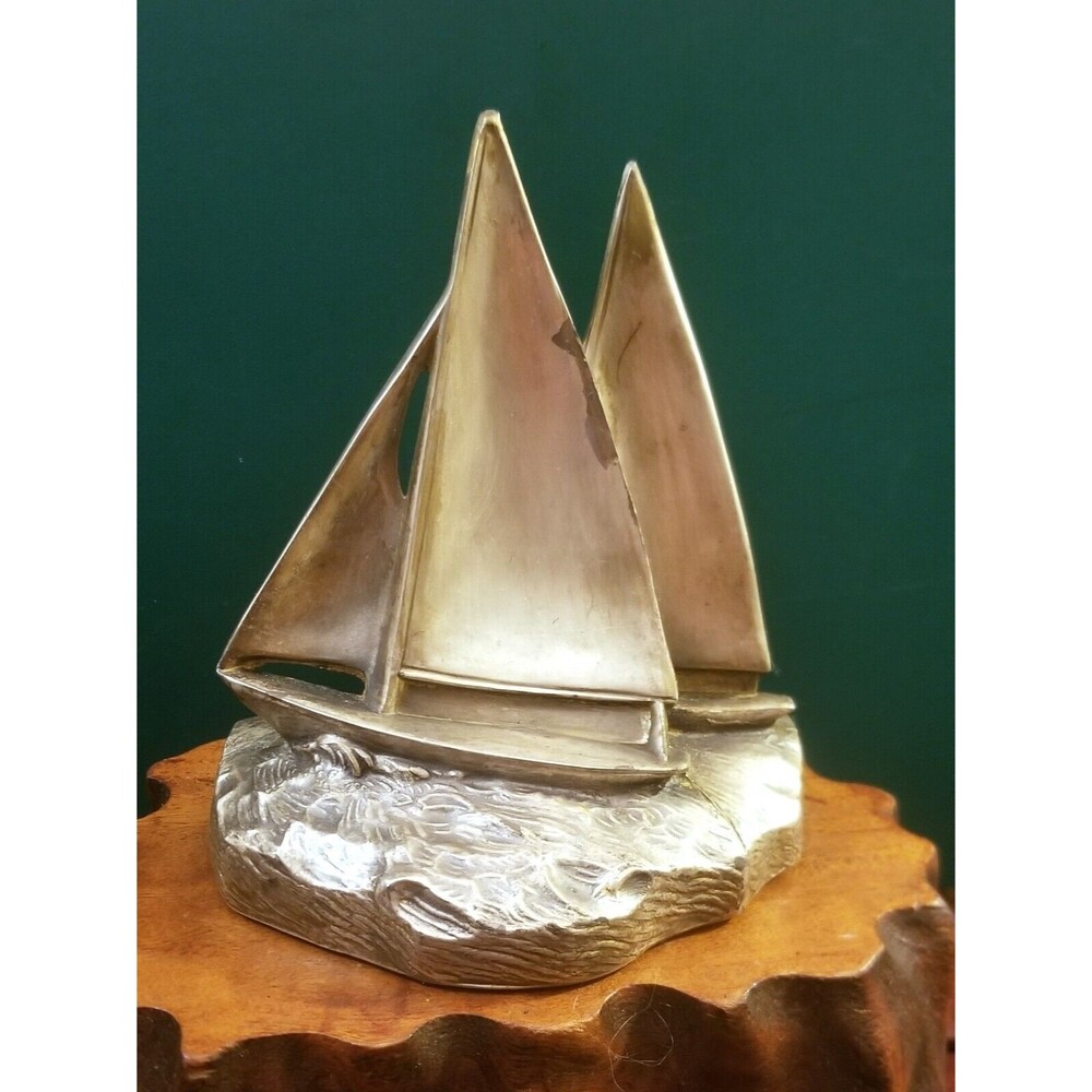 Vintage Sailboat Bookend PM Craftsman Mid Century Nautical 5.25"x4.75"x3.25"